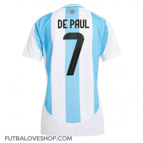 Dres Argentína Rodrigo De Paul #7 Domáci pre Ženy Copa America 2024 Krátky Rukáv